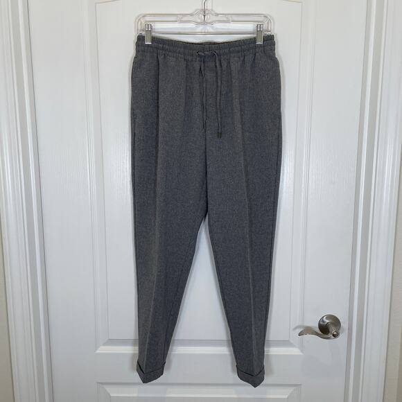Zara Tapered Trousers Pants Cuffed Hems Drawstring Waist Gray M - Picture 2 of 6